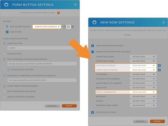 Screenshot of Mapline data collection automation settings