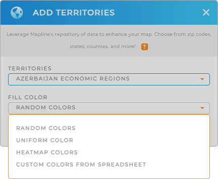 Color-code your Azerbaijan economic regions territory map in seconds