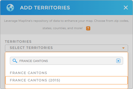 Add France Cantons to your map in Mapline