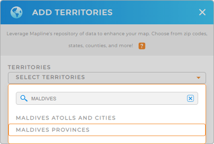 Add Maldives provinces to your map in Mapline