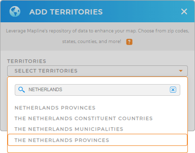 Add The Netherlands Provinces to your map in Mapline