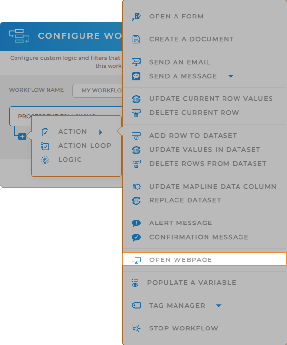 Workflows: Open Webpage