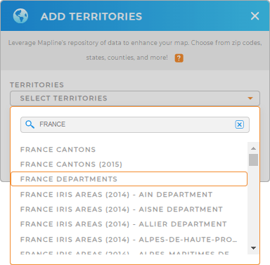 Add French departments to your map in Mapline