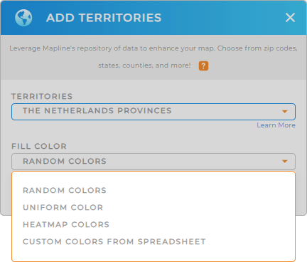 Color-code your The Netherlands Provinces territory map in seconds