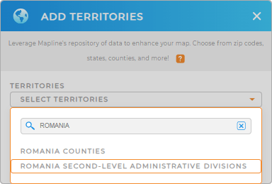 Add Romania Second-Level Administrative Divisions to your map in Mapline