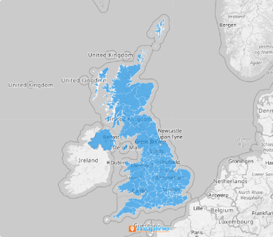 Map of U.K. postcode areas