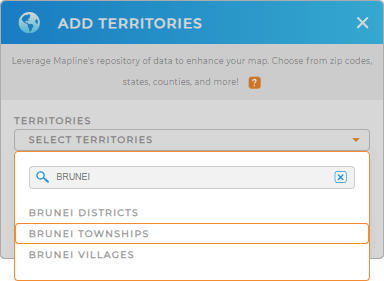 Add Brunei townships to a Mapline map
