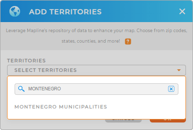 Add Montenegro Municipalities to your map in Mapline