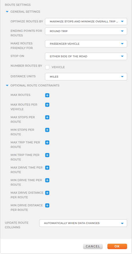 Mapline Coverage Areas lightbox, with the radius section highlighted