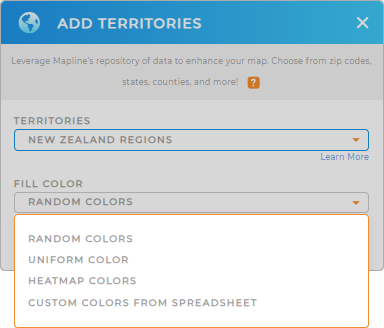 Color-code your New Zealand regions territory map in seconds