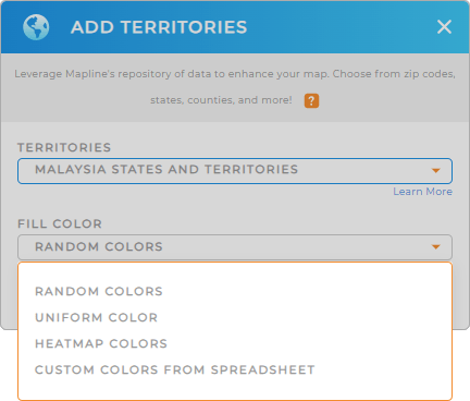 Color-code your Malaysia states territory map in seconds