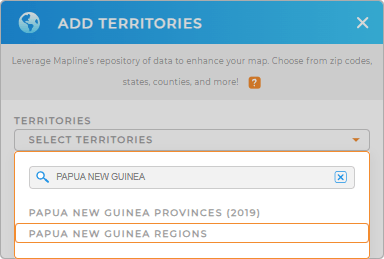 Add Papua New Guinea regions to your map in Mapline