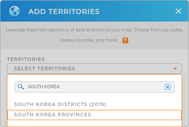 Add South Korea Provinces to your map in Mapline