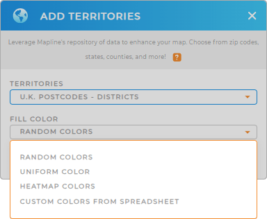 Color Styles for U.K. Postcode Districts