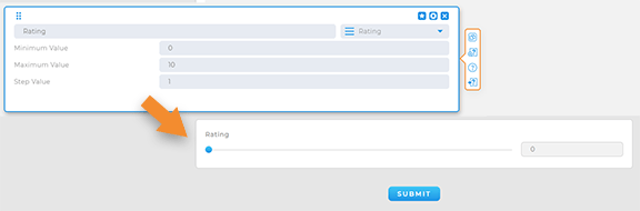 Screenshot of a Mapline form, showing a rating slider