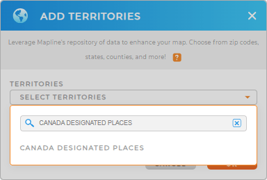 Add Canada designated places to your map in Mapline