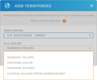 Color-code your U.K. postcode areas territory map in seconds