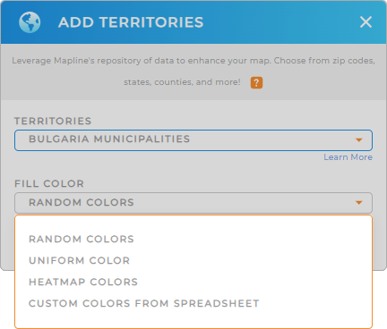 Color-code your Bulgaria municipalities territory map in seconds