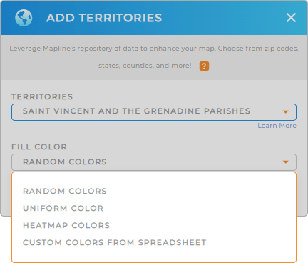 Color-code your Saint Vincent and Grenadines Parishes territory map in seconds