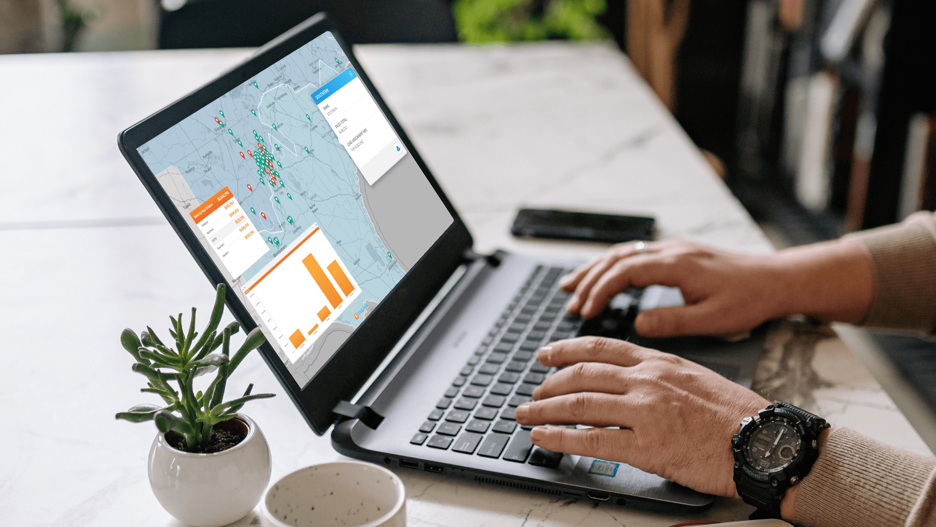 Mapline map on a laptop