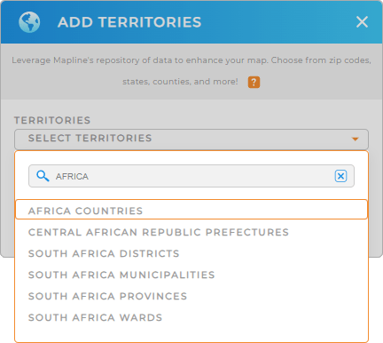 Add African Countries to your map in Mapline