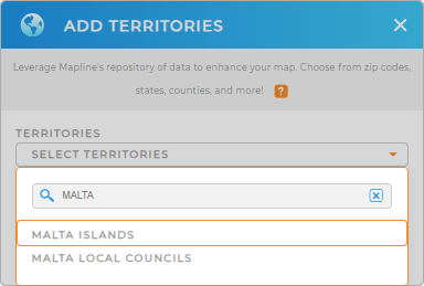 Add Malta Islands to your map in Mapline