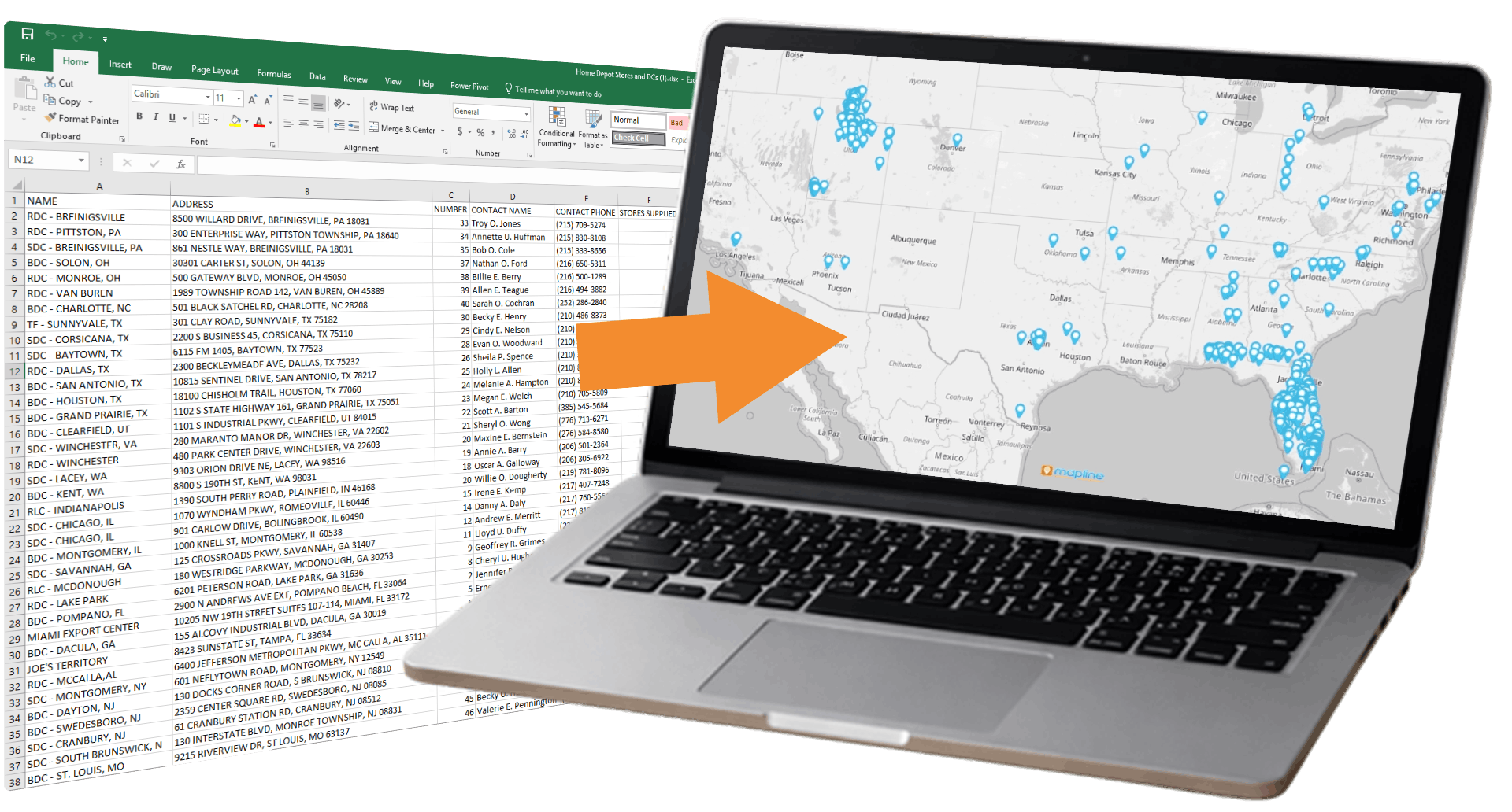 Create a map from a spreadsheet: Tools that work