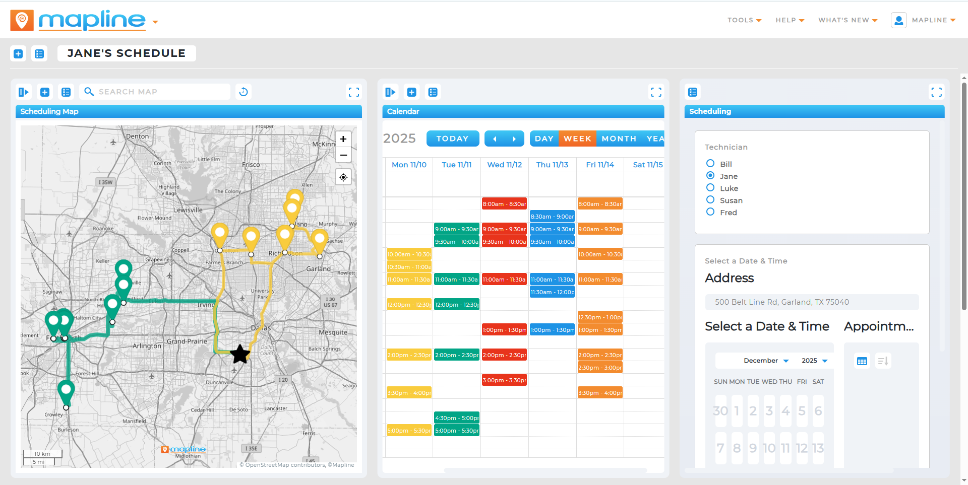 Field Team Schedule Planner and Multi-stop Manager