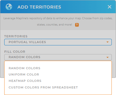 Color-code your Portugal Villages territory map in seconds