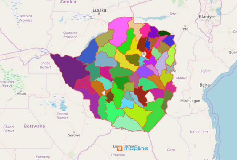 Create Zimbabwe Map Using Mapline's Territory Mapping Software