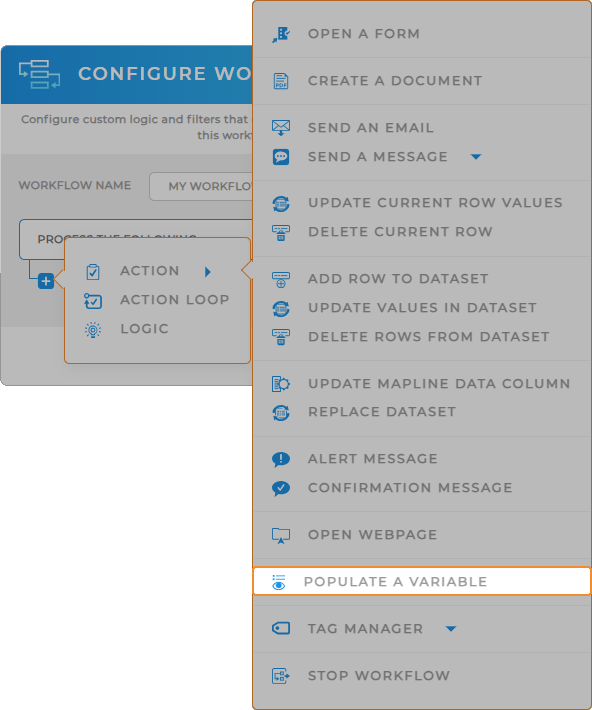 Workflows: Populate Variable