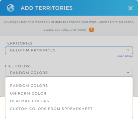 Add Belgium Provinces to your map in Mapline