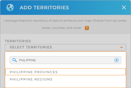 Add Philippines provinces to your map in Mapline