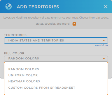 Color-code your India States and Territories territory map in seconds