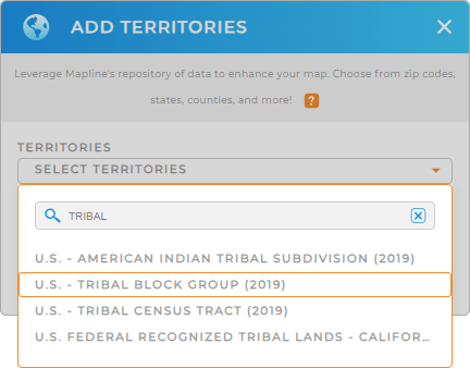 Add U.S. Tribal Block Groups to your map in Mapline