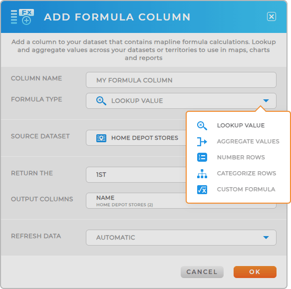 Easily add formula columns to your Mapline datasets