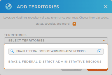 Add Brazil Federal District Regions to your map in Mapline