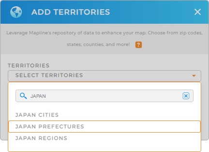 Add Japan Prefectures to your map in Mapline