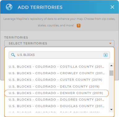 Add U.S. blocks to your map in Mapline