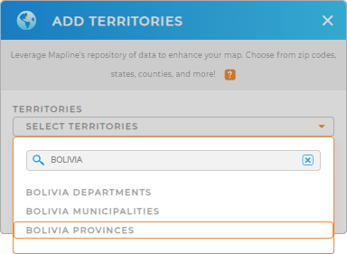 Add Bolivia Provinces to your map in Mapline