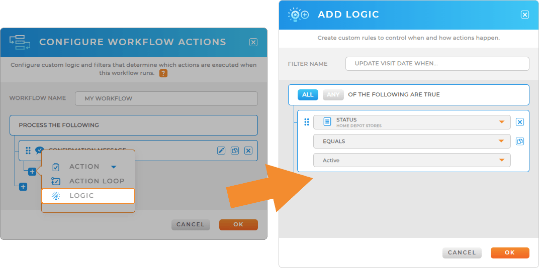 Workflows: confirmation message