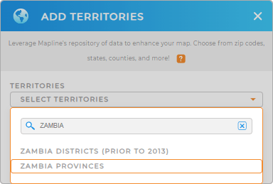 Add Zambia Provinces to your map in Mapline