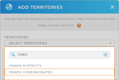 Add Yemen Governorates to your map in Mapline
