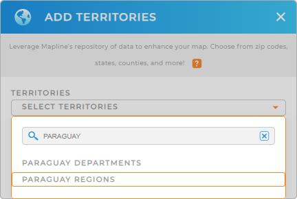 Add Paraguay regions to your map in Mapline