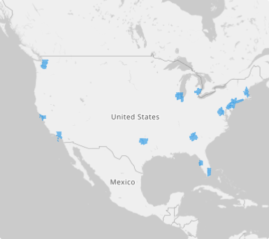 Map of U.S. Metropolitan Divisions
