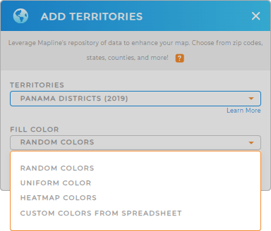 Color-code your Panama districts territory map in seconds