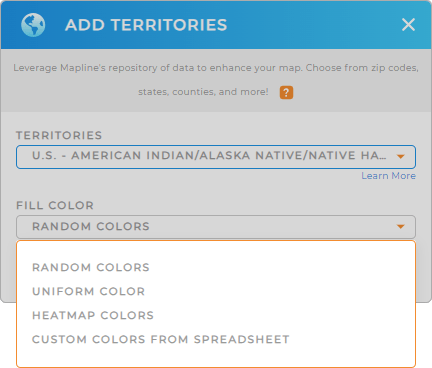 Color-code your American Indian Alaska Native Native Hawaiian Areas territory map in seconds