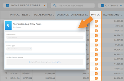 Open forms directly from your dataset with Mapline button columns