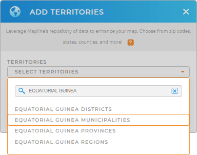 Add Equatorial Guinea municipalities to your map in Mapline