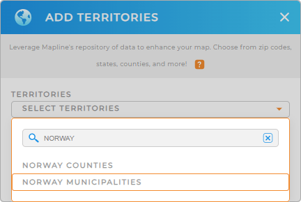 Add Norway municipalities to your map in Mapline